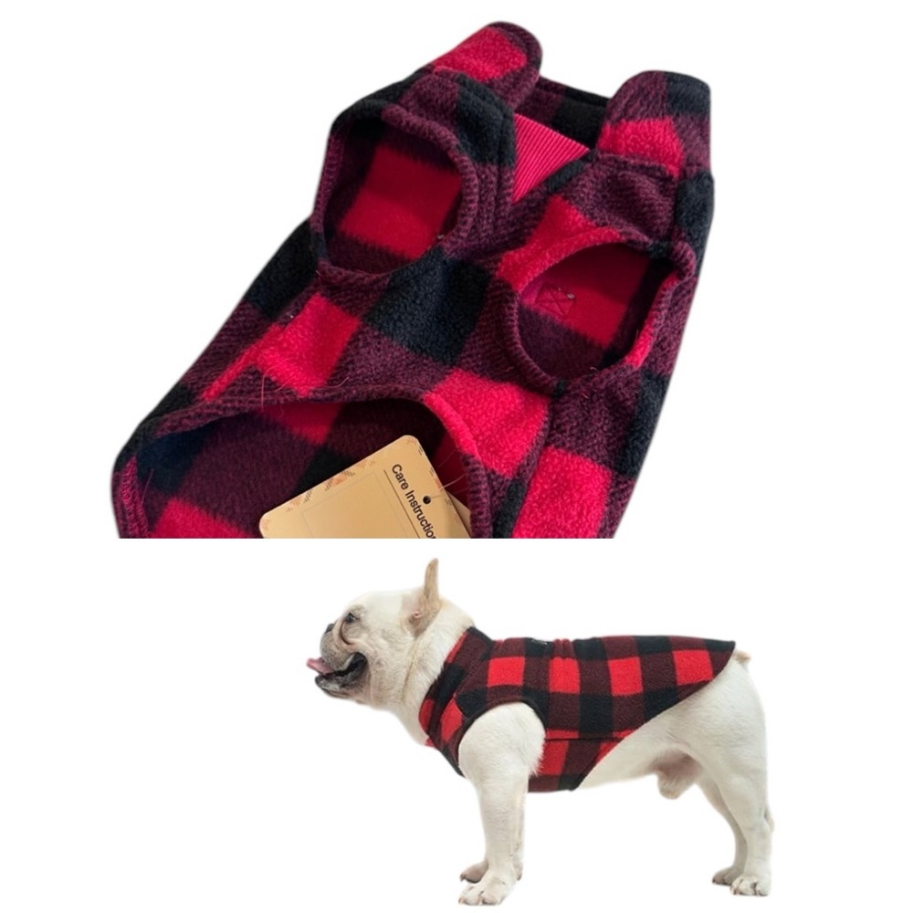 BeautyZoo Plaid and Simple Dog Plaid flannel sweater red black size Small